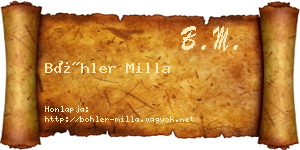 Böhler Milla névjegykártya